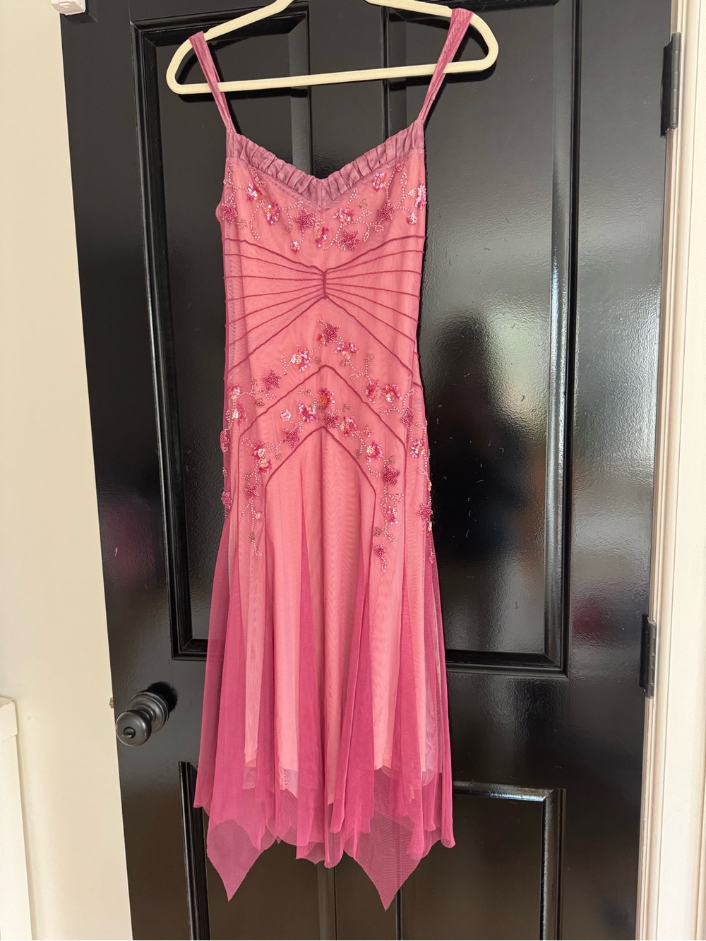 BCBG Pink Beaded Midi Dress
